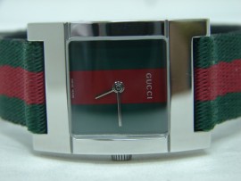 GUCCI 古馳 7700L 紅綠 不鏽鋼 石英 女錶