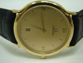 流當品拍賣 原裝 Omega 歐米茄 18K金 日期顯示 皮帶 男錶