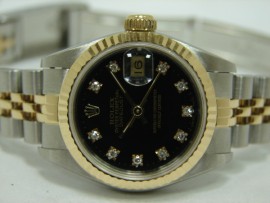 流當品拍賣 原裝 ROLEX 勞力士 69173 十鑽黑面 女錶