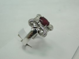 流當品拍賣造型 2.17克拉 天然紅寶 女用 鑽戒
