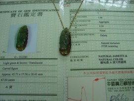 A貨 天然翡翠 墬 附 中國 寶石證書