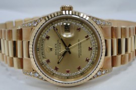 流當品拍賣原裝 ROLEX 勞力士 18338 紅寶石多層鑽面盤 男錶